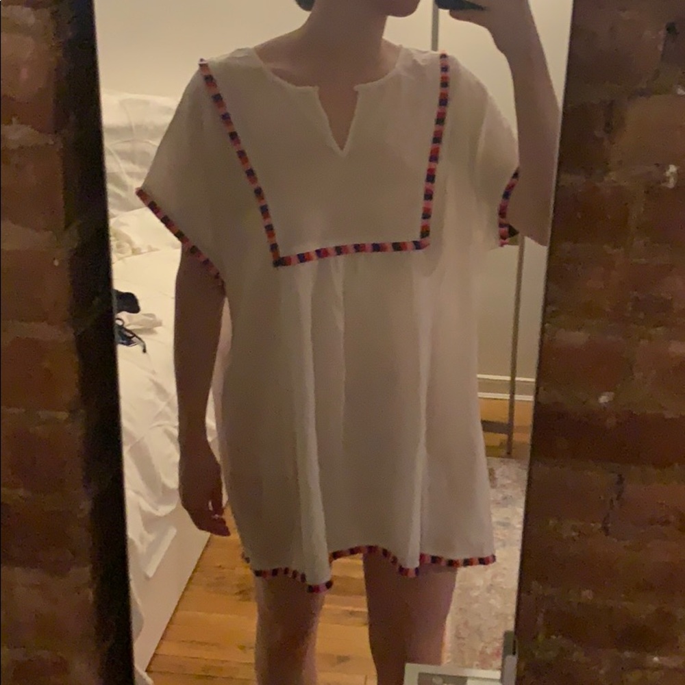 Pink fringe coverup